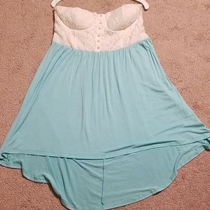 Rue 21 high-low strapless Tiffany blue dress.